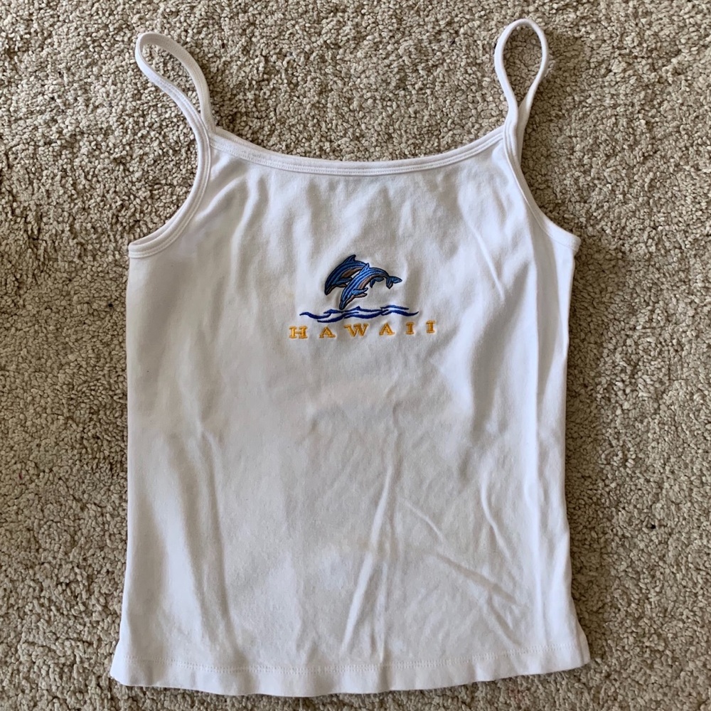 White Hawaii embroidered tank